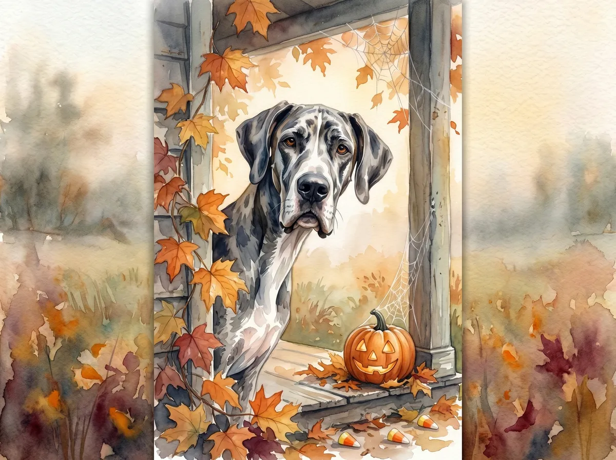 Great Dane watercolor calendar month 10
